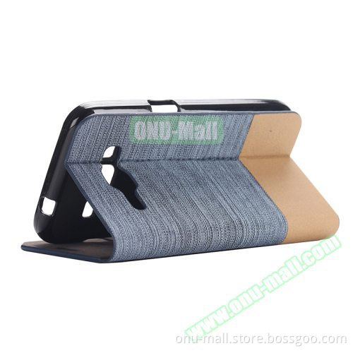 Flip Stand Canvas Leather Cover for Samsung Galaxy Core Prime G360 Case